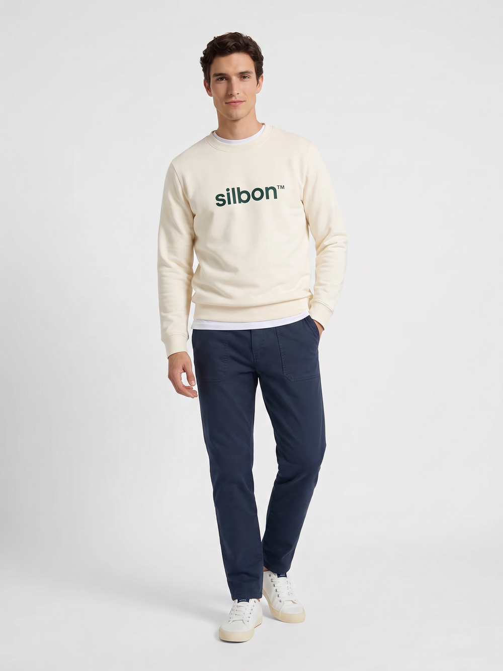 Sweat-shirt Silbon flock crème