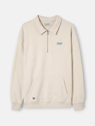 Sweatshirt relaxed fit meia fecho etiqueta creme