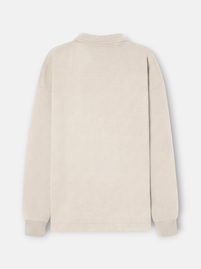 Sweat-shirt coupe décontractée demi-fermeture éclair étiquette crème
