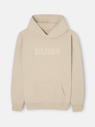 Sweatshirt com capuz e cordão bege