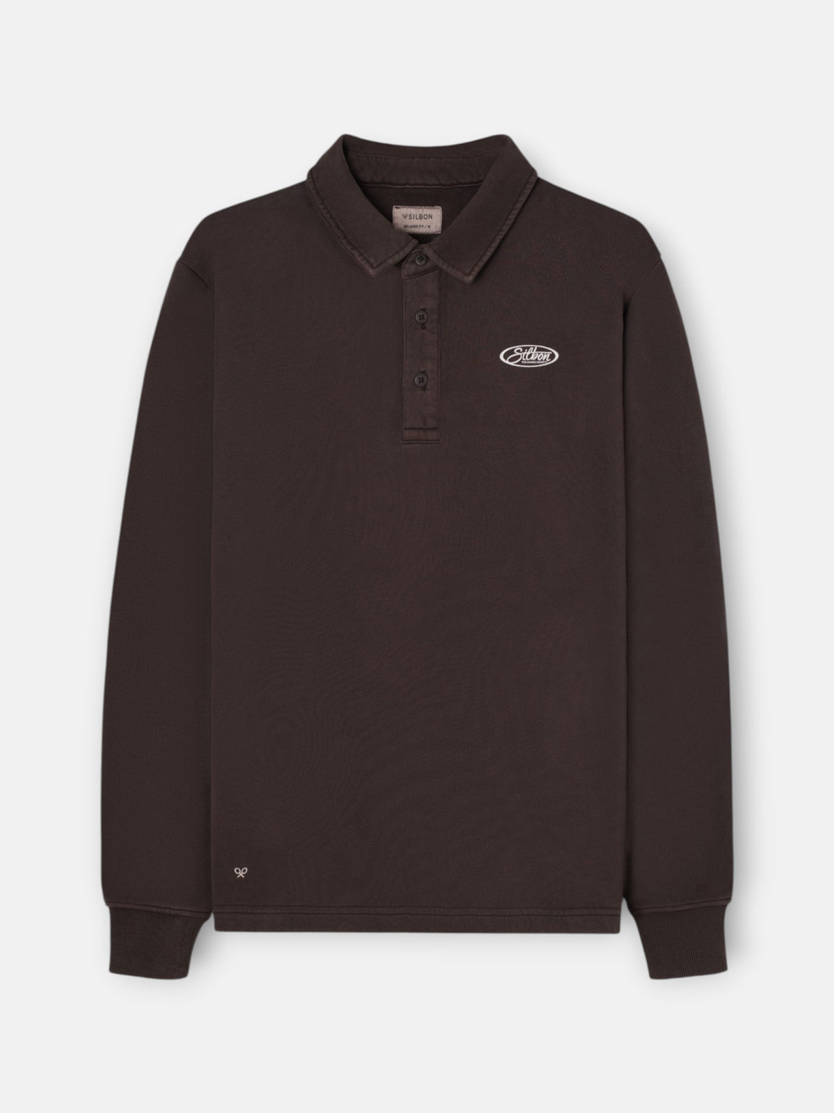 Sweat-shirt col polo usé marron