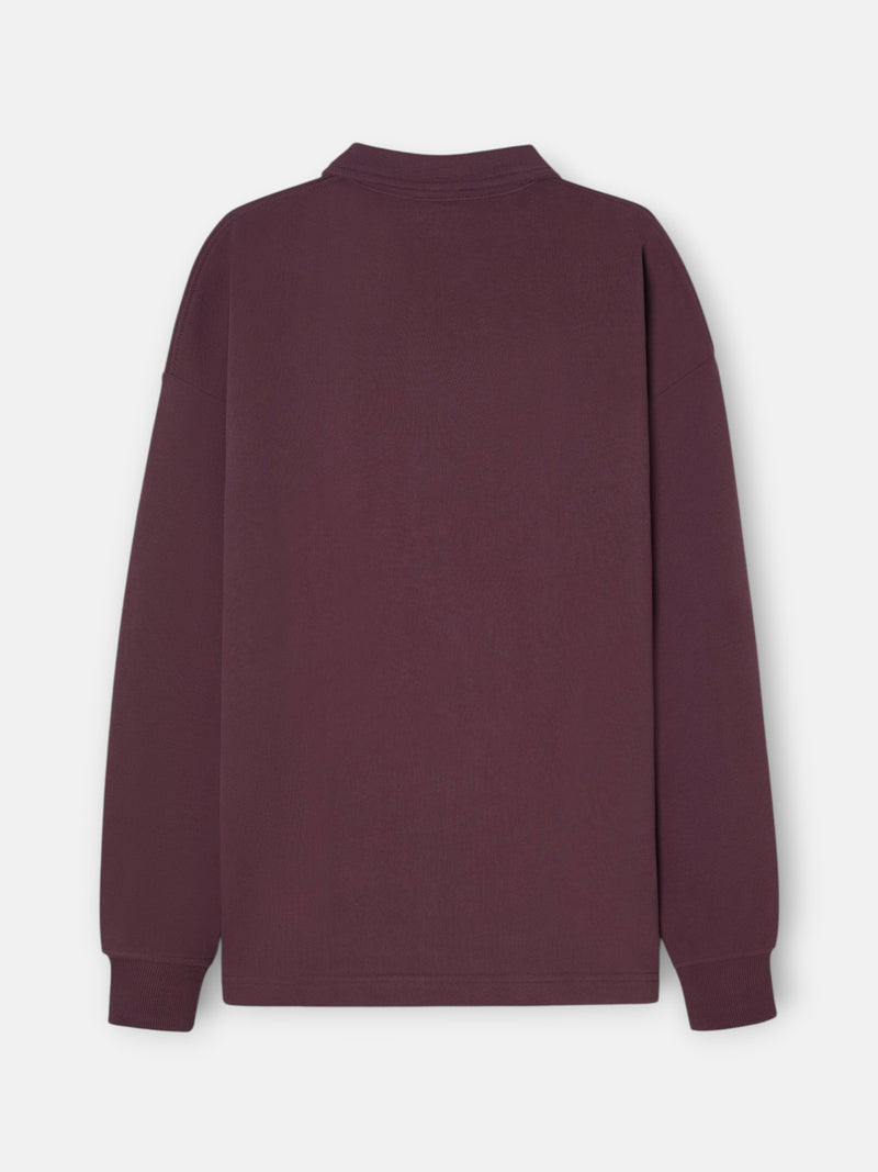 Sweatshirt relaxed fit meia fecho etiqueta bordô