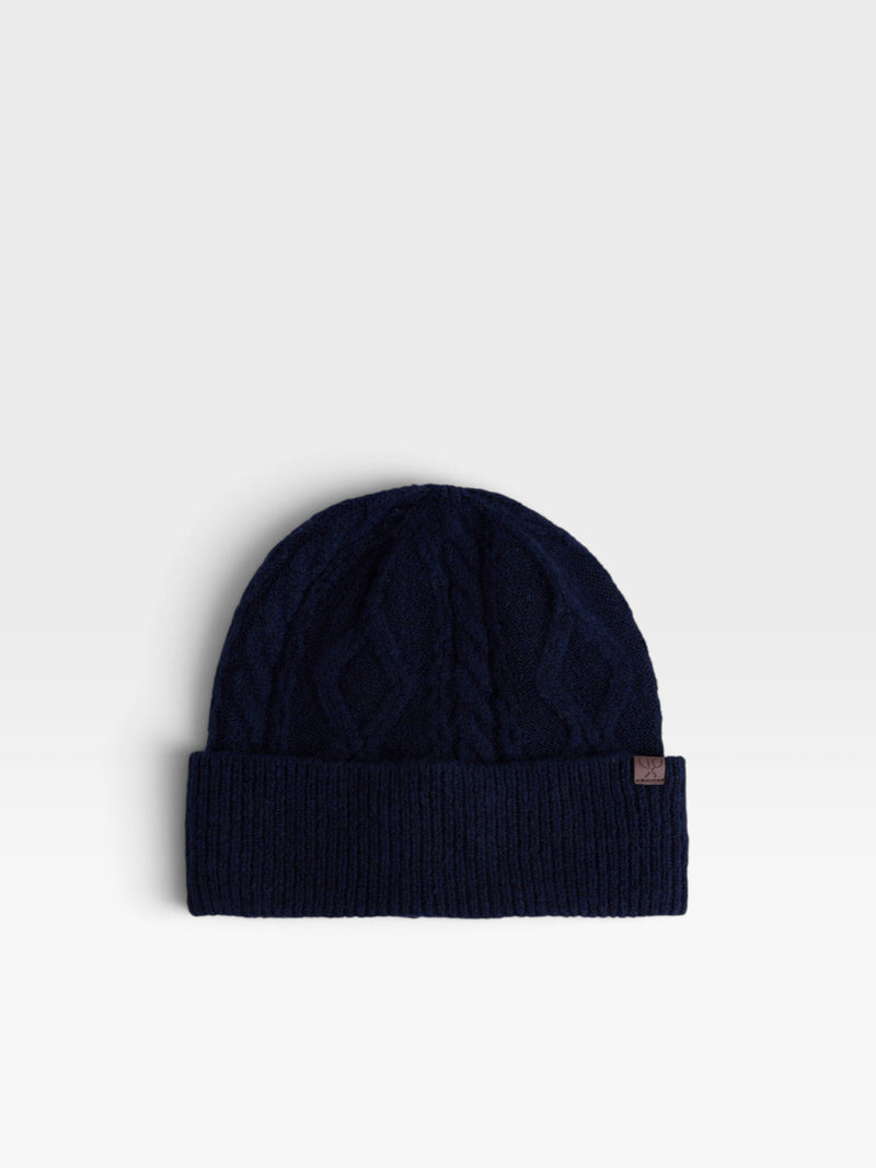 Gorro motivo trenzado azul marino