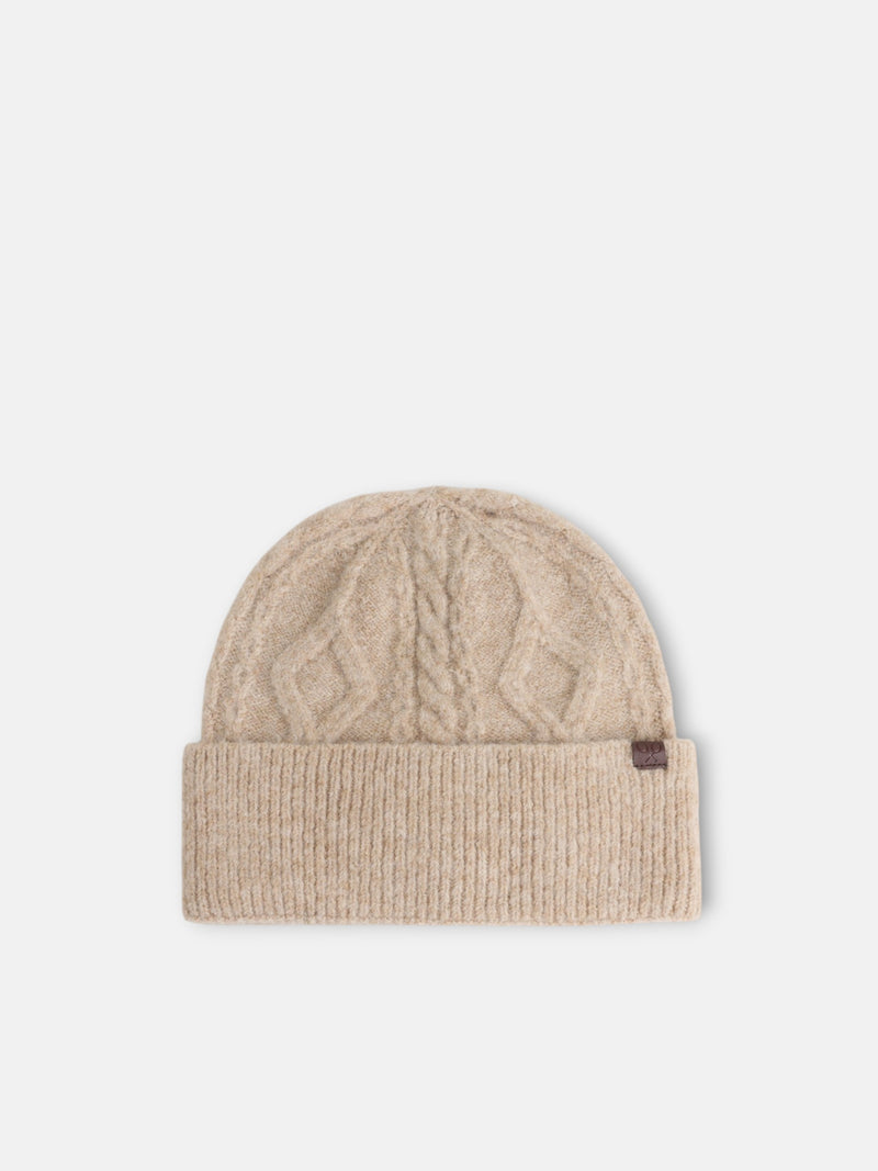 Gorro motivo trenzado beige