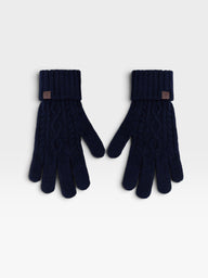 Guantes motivo trenzado azul marino