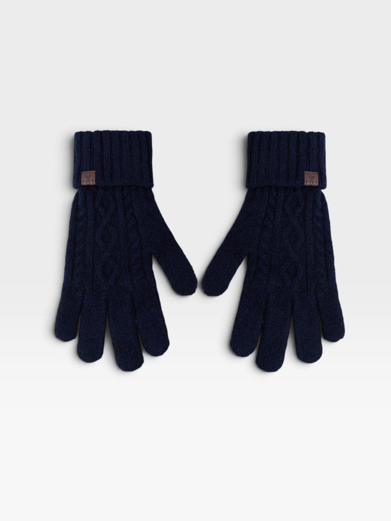 Guantes motivo trenzado azul marino