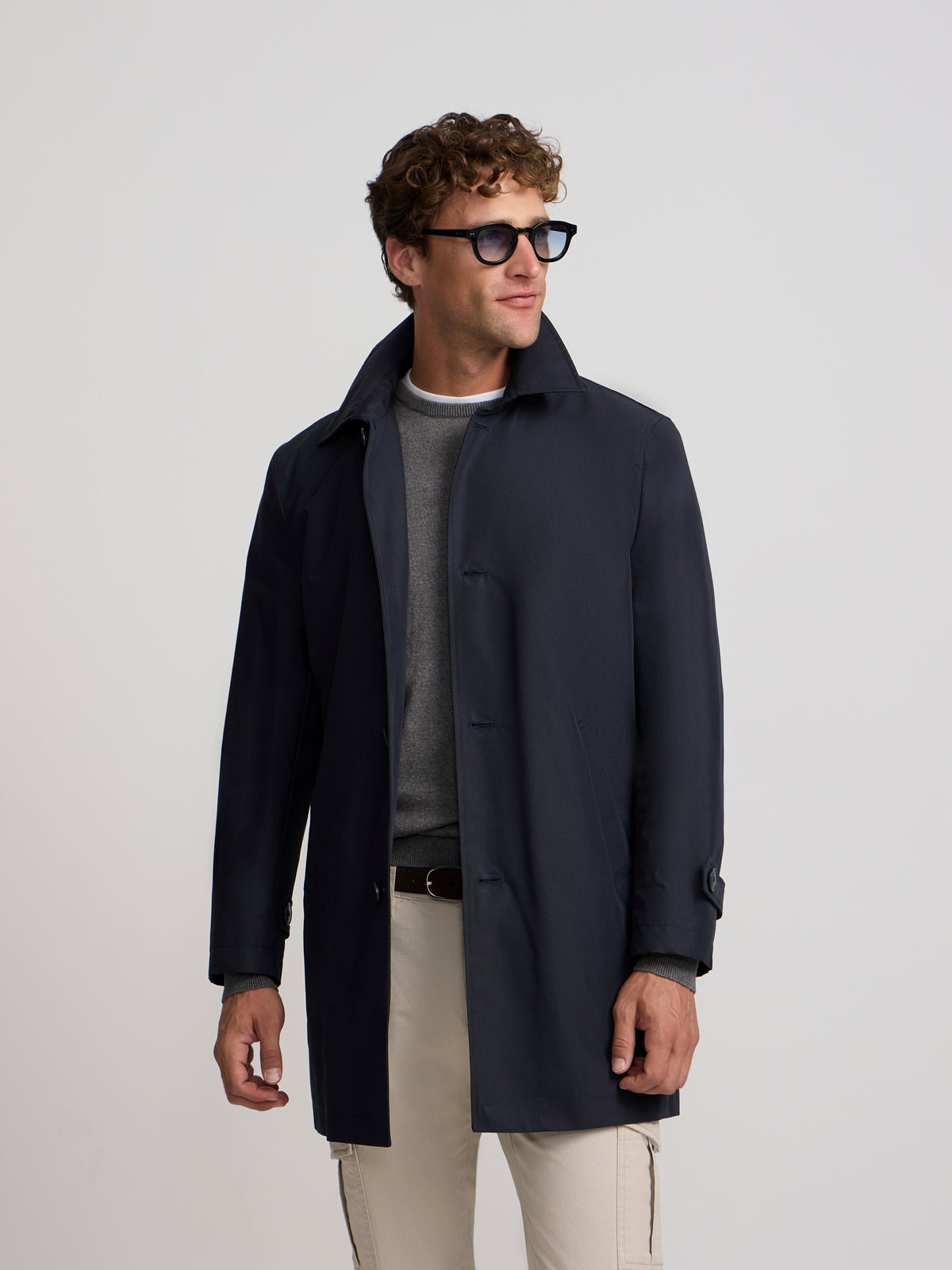 Trench-coat court bleu marine