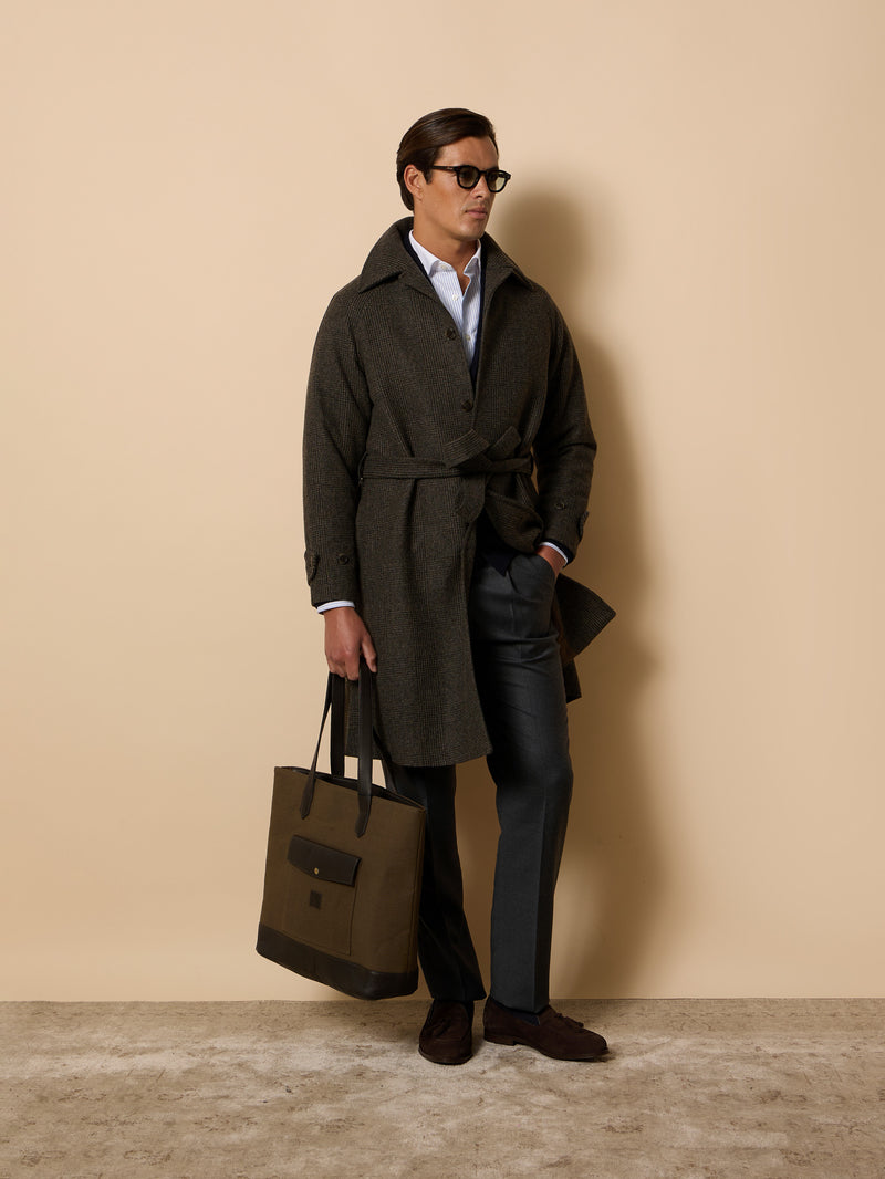 Manteau unique prince de Galles marron