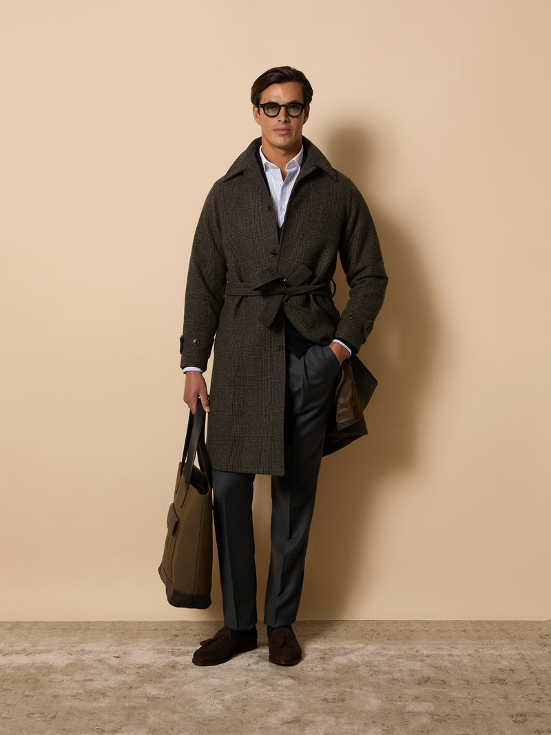 Manteau unique prince de Galles marron