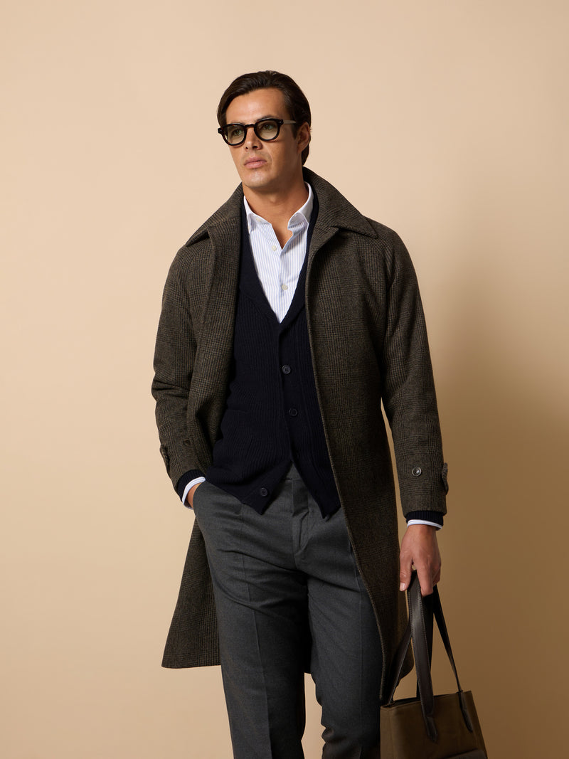 Manteau unique prince de Galles marron