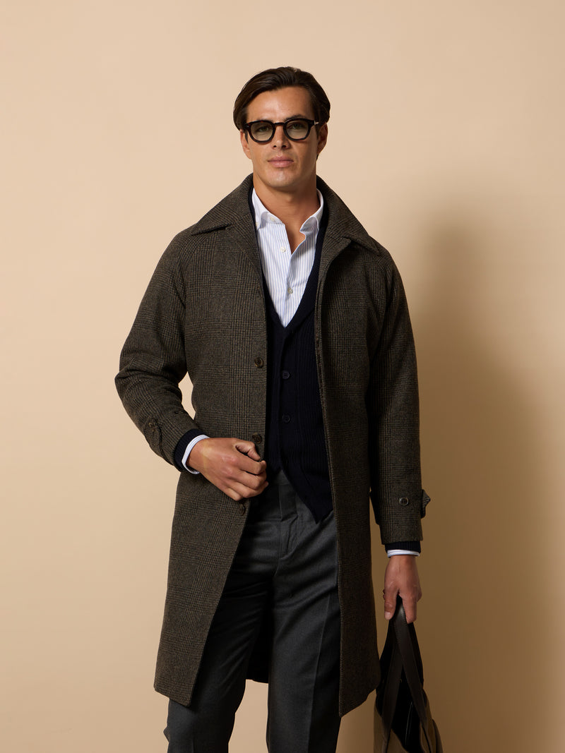 Manteau unique prince de Galles marron