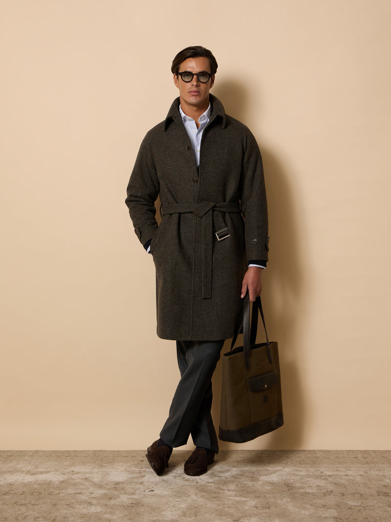 Manteau unique prince de Galles marron