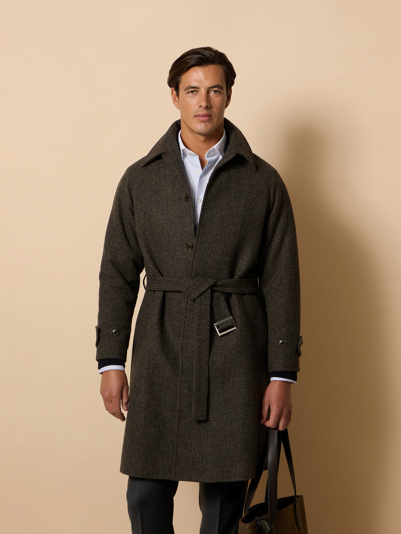 Manteau unique prince de Galles marron