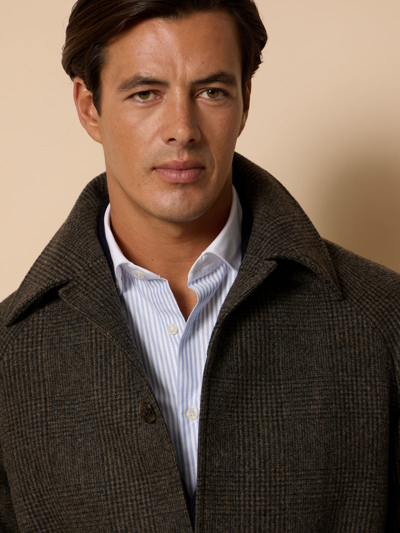 Manteau unique prince de Galles marron