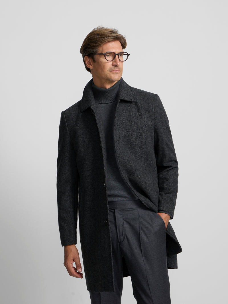 Manteau droit à chevrons gris