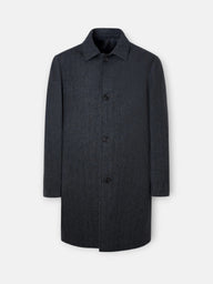 Straight-cut grey herringbone coat