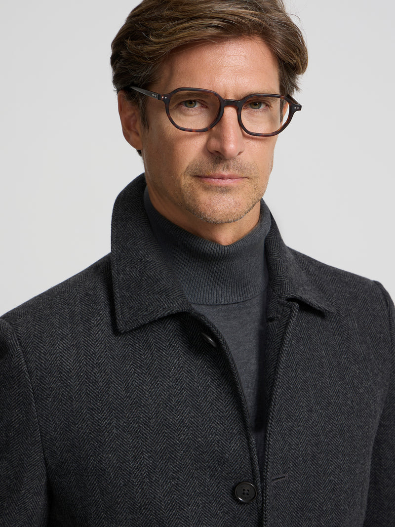 Manteau droit à chevrons gris