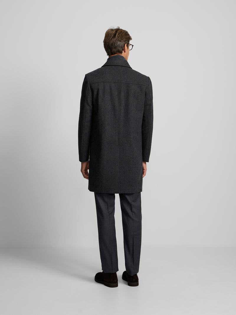 Manteau droit à chevrons gris