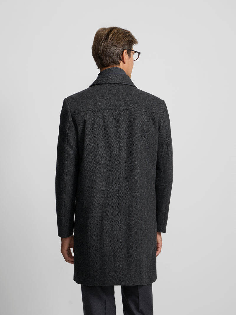 Manteau droit à chevrons gris