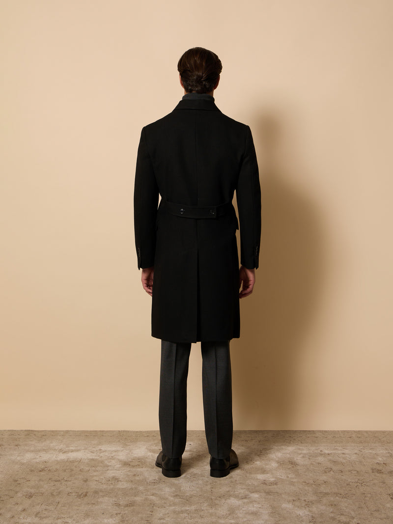 Unique double-breasted black coat