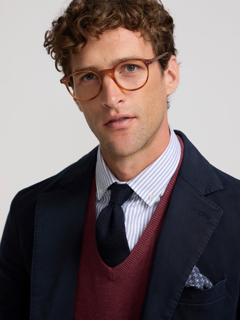 Navy blue straight casual blazer