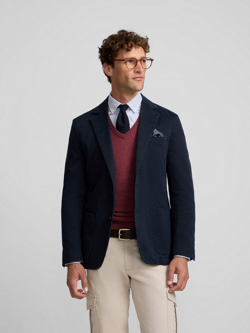 Navy blue straight casual blazer