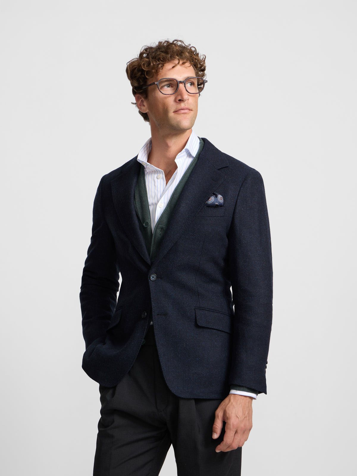 Veste à chevrons bleu marine