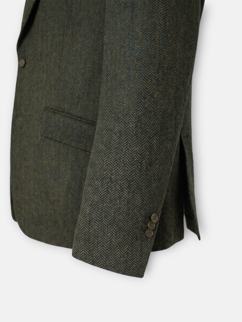 Green herringbone blazer