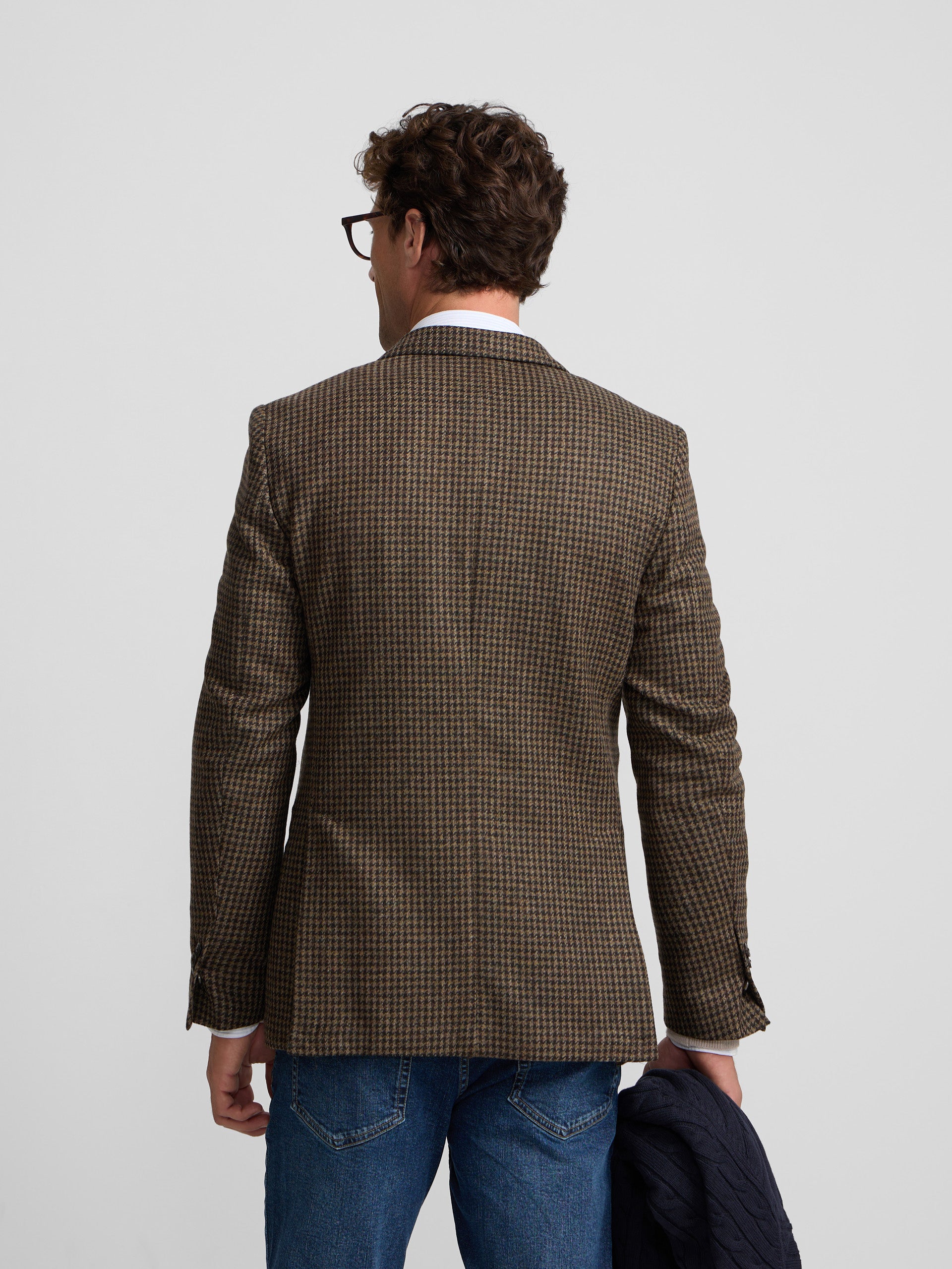 Green houndstooth blazer