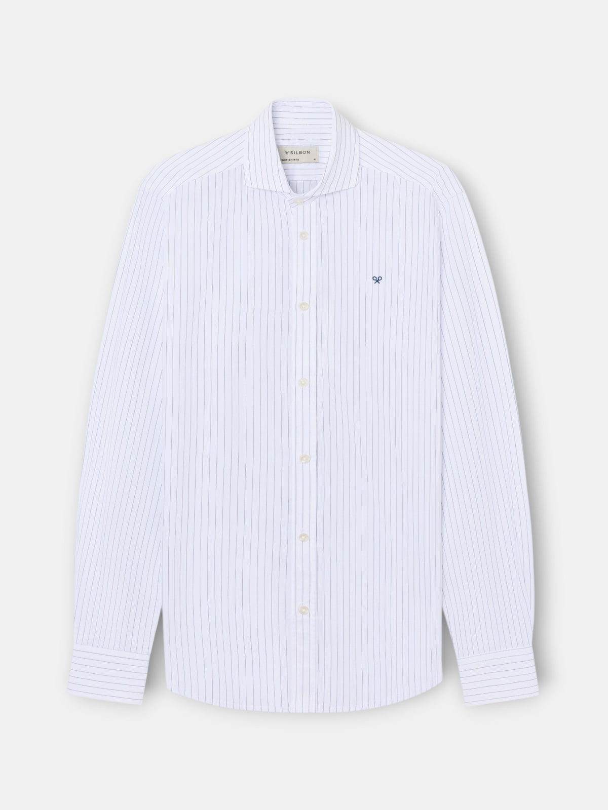 Classic sport shirt with blue and white stripes
