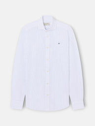 Classic sport shirt with blue and white stripes