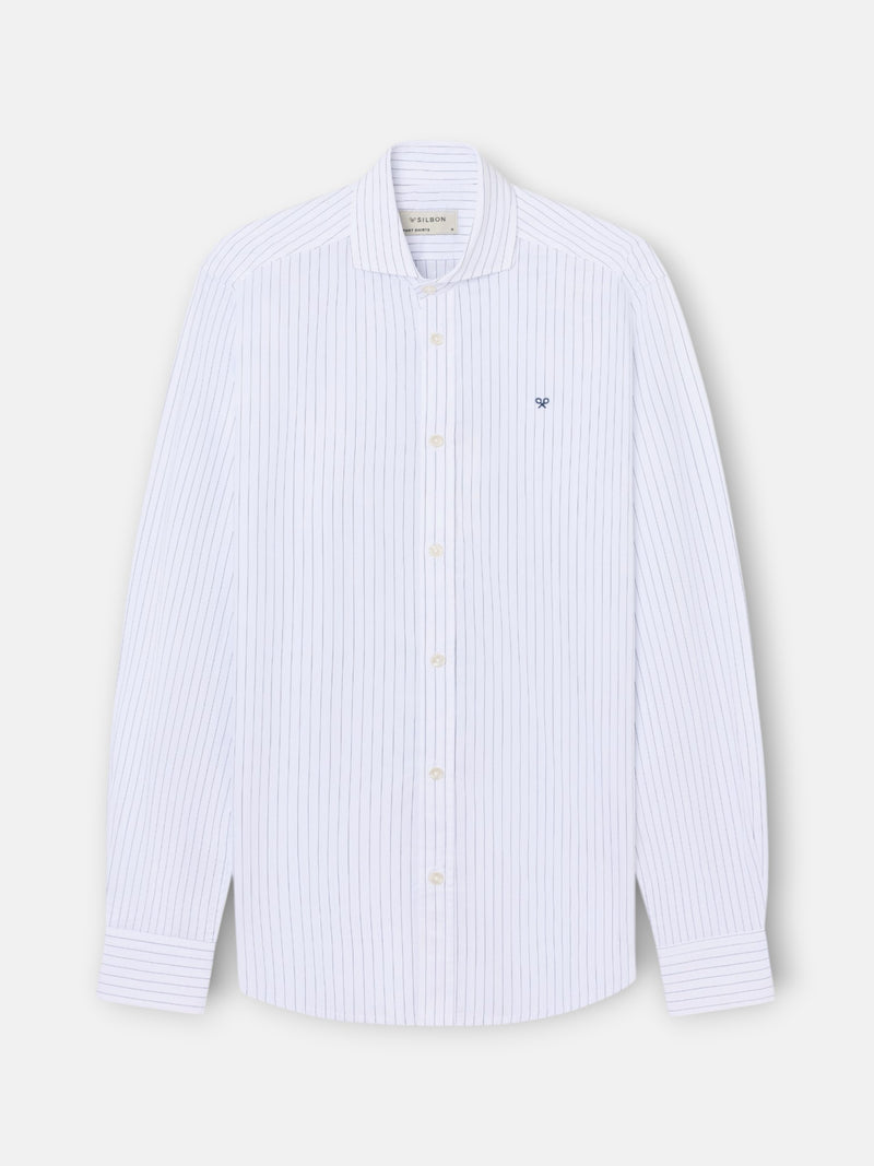 Classic sport shirt with blue and white stripes