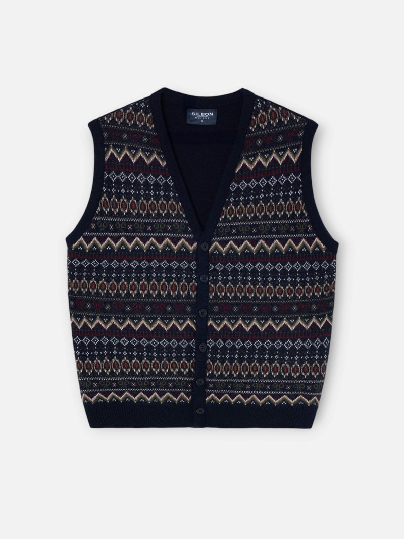 Chaleco punto unique jacquard azul marino