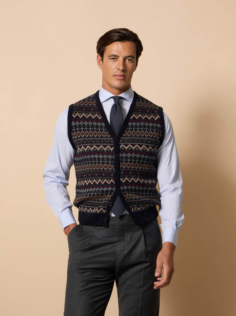 Chaleco punto unique jacquard azul marino