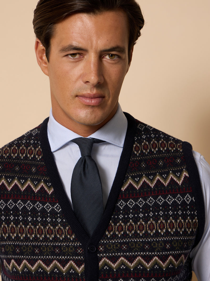 Chaleco punto unique jacquard azul marino