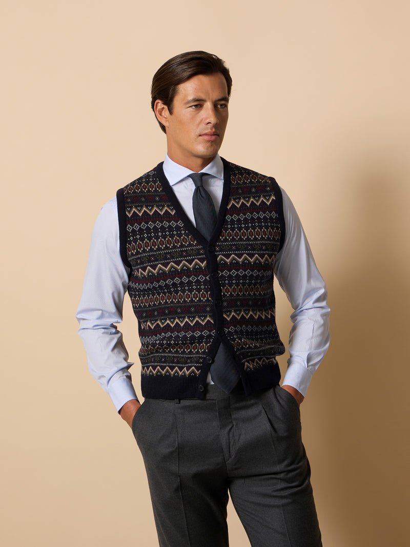 Chaleco punto unique jacquard azul marino