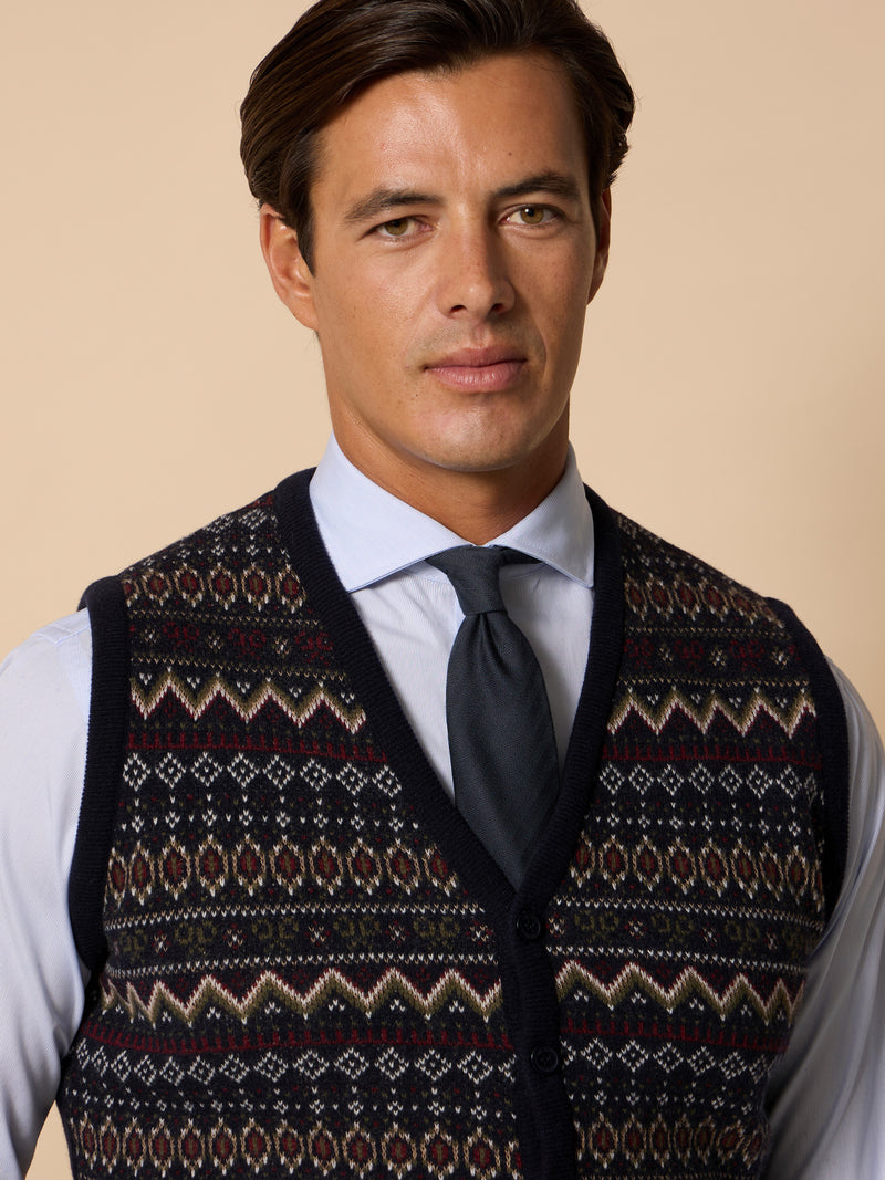 Chaleco punto unique jacquard azul marino