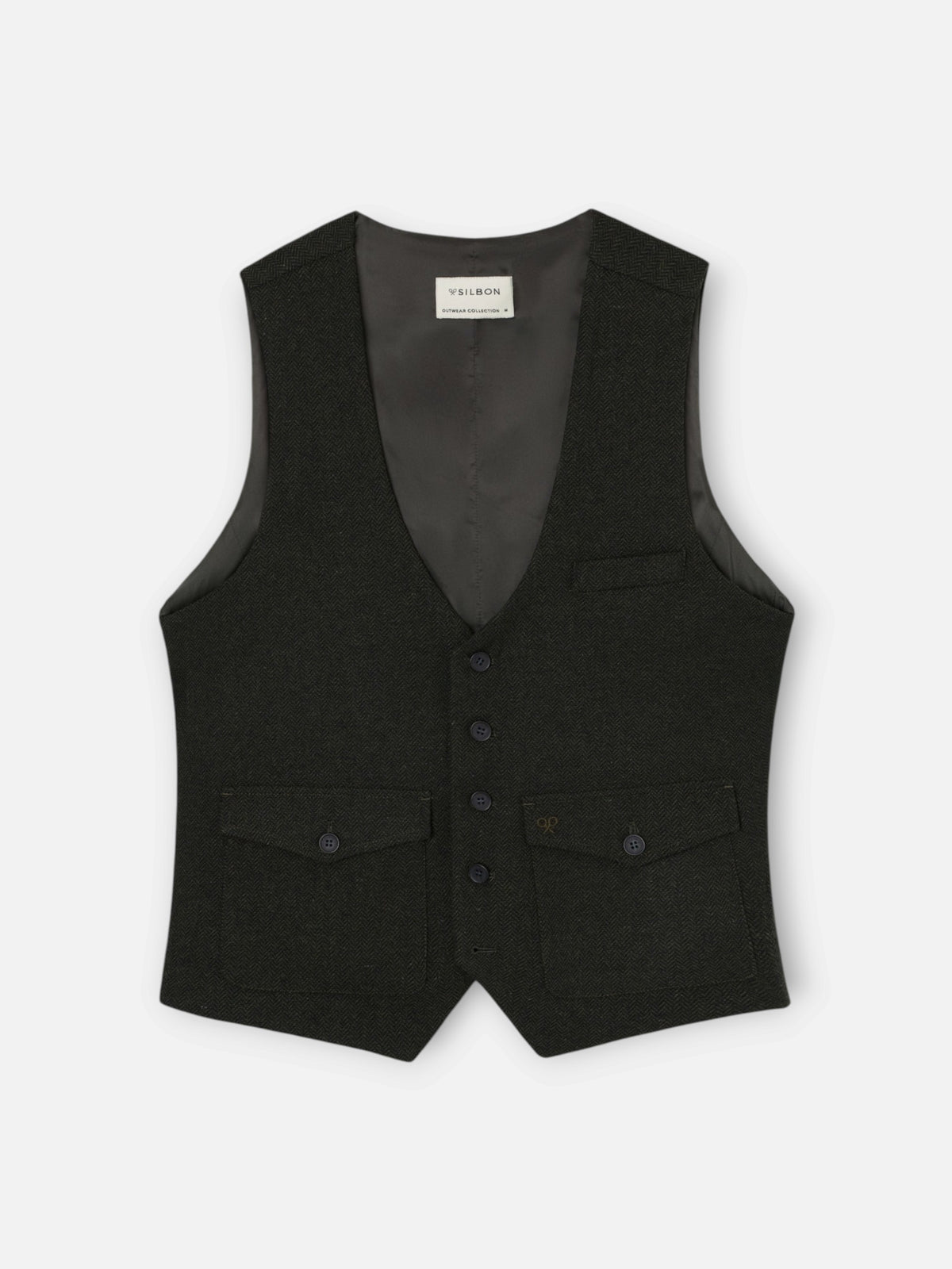 Gilet à poches motif chevrons vert