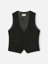 Green herringbone pocket vest