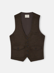 Brown houndstooth pocket vest