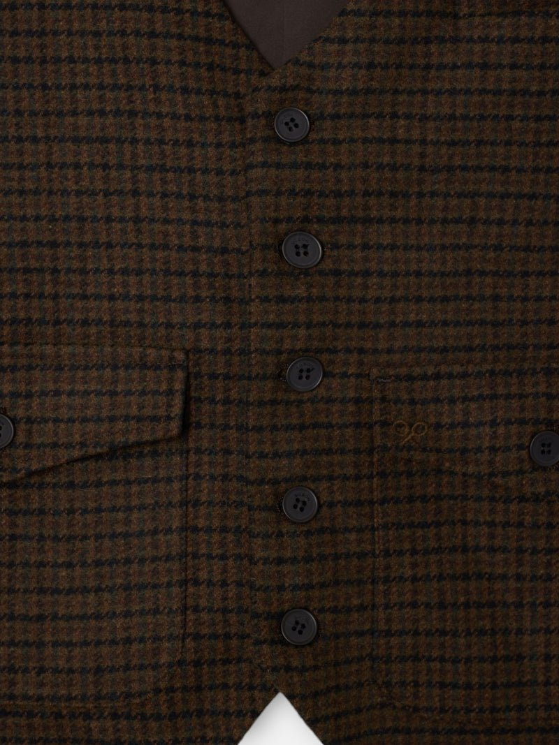 Brown houndstooth pocket vest