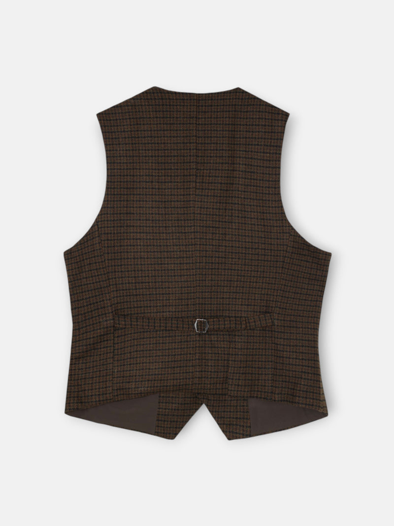 Brown houndstooth pocket vest