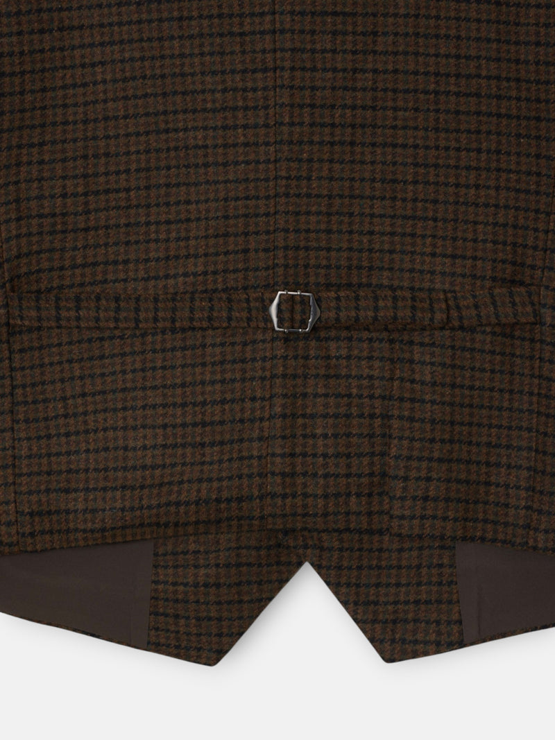Brown houndstooth pocket vest