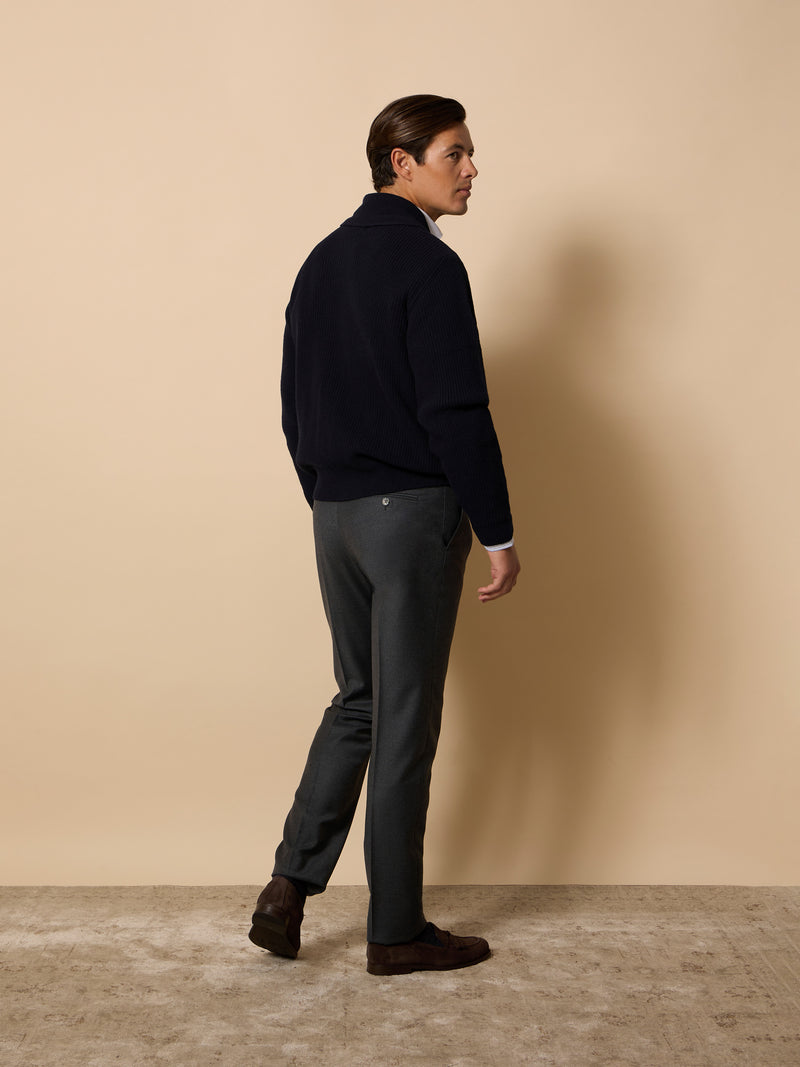 Cardigan unique cuello chal azul marino