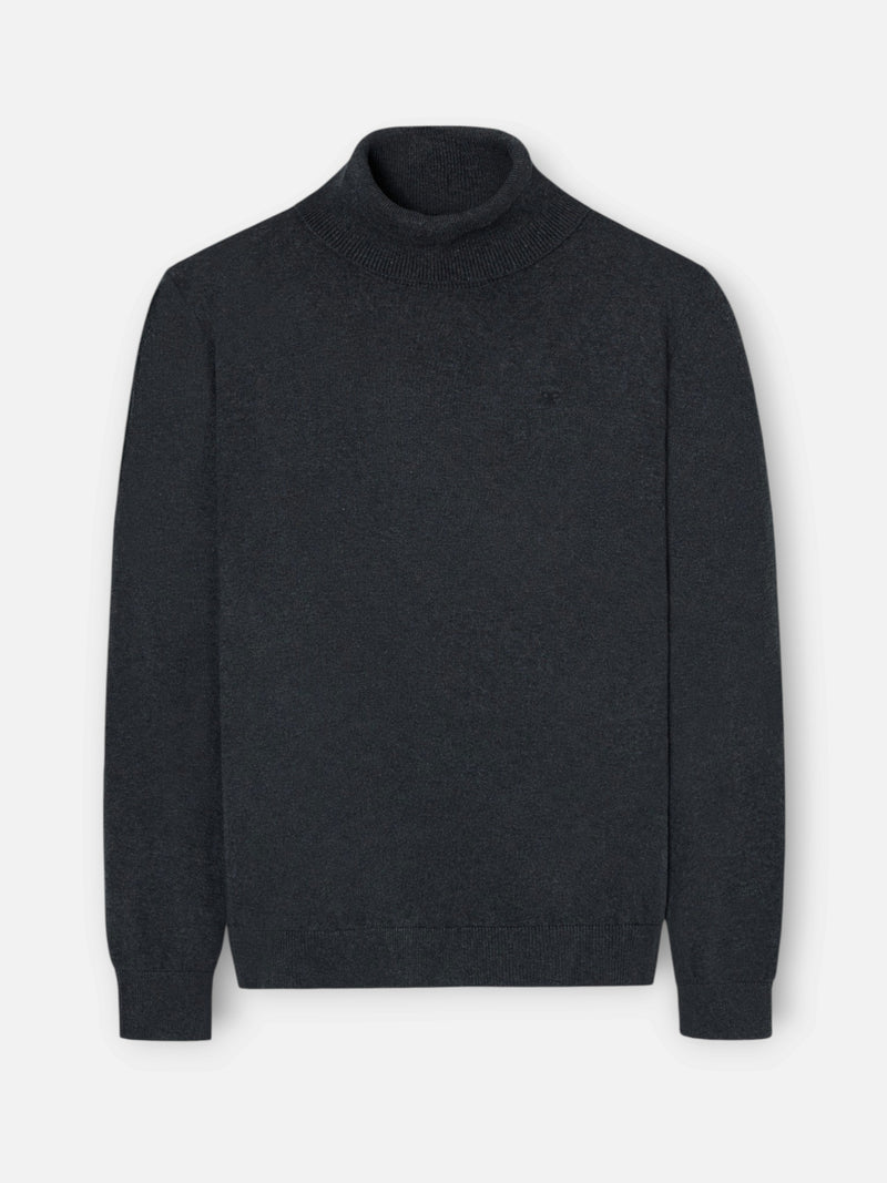 Pull classique unique col roulé gris