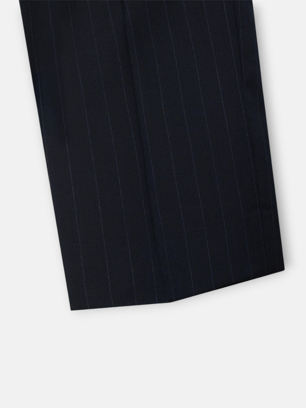 Navy blue pinstripe double-breasted suit trousers
