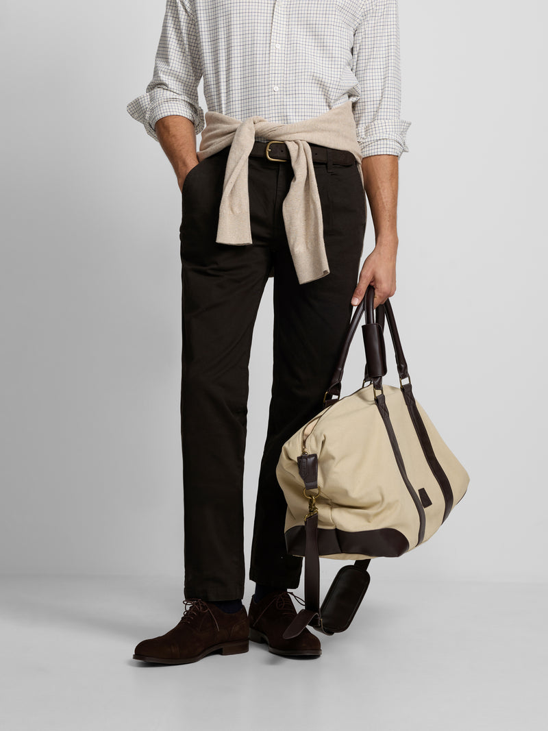 Brown pleated chino sport trousers