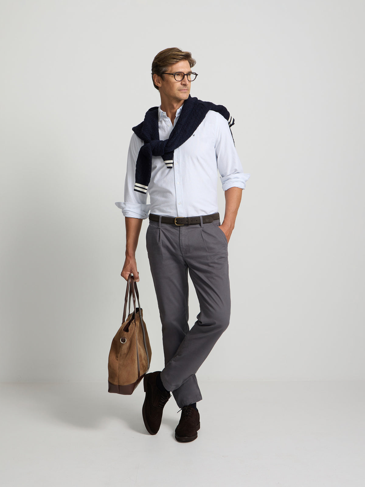 Pantalon chino sport à pinces gris anthracite