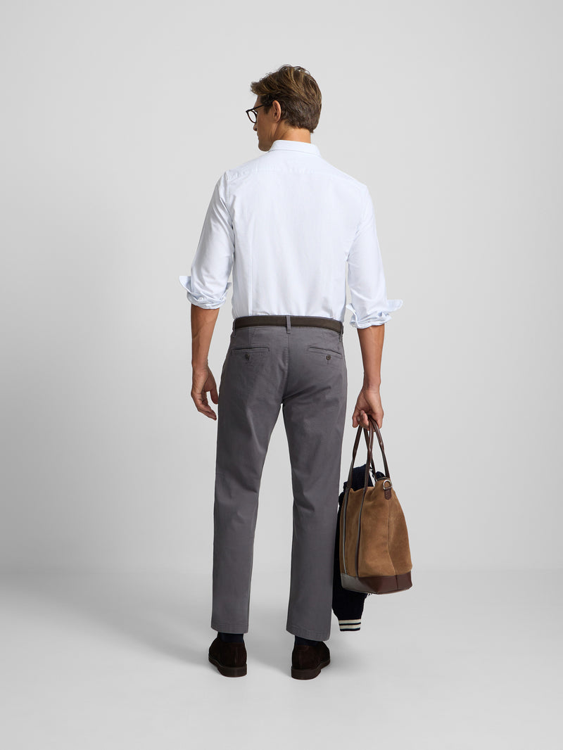 Dark grey pleated chino sport trousers
