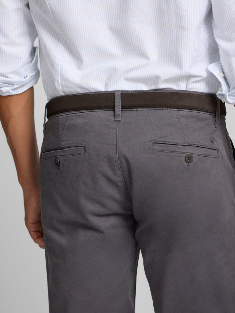 Dark grey pleated chino sport trousers
